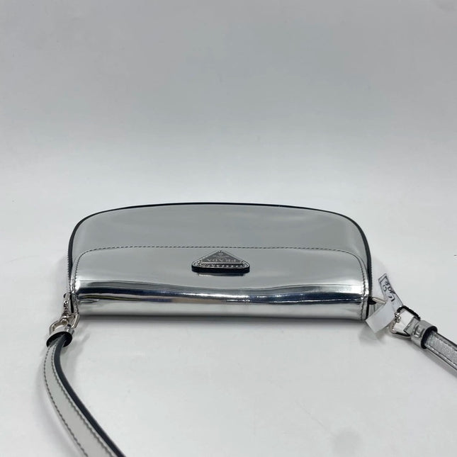 Sold Prada Cleo Flap Silver Leather Shoulder bag
