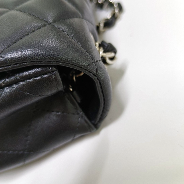 Chanel Classic Flap Rectangular Mini Black Lambskin Leather Silver Hardware