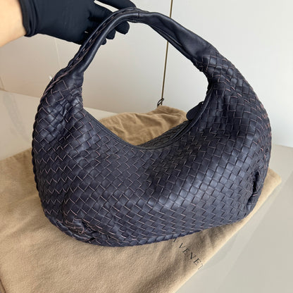 Bottega Veneta Belly Hobo Intrecciato Lambskin Leather Navy 5077 Medium 40cm