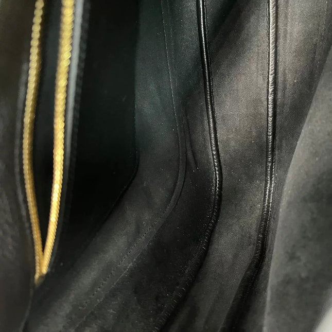 Gucci Jackie 1961 Black Large Pebbled Leather Shoulder Bag with Strap