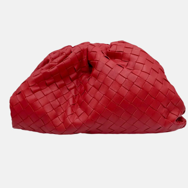 Bottega Veneta Pouch Large Intrecciato Leather Clutch Red-Luxbags