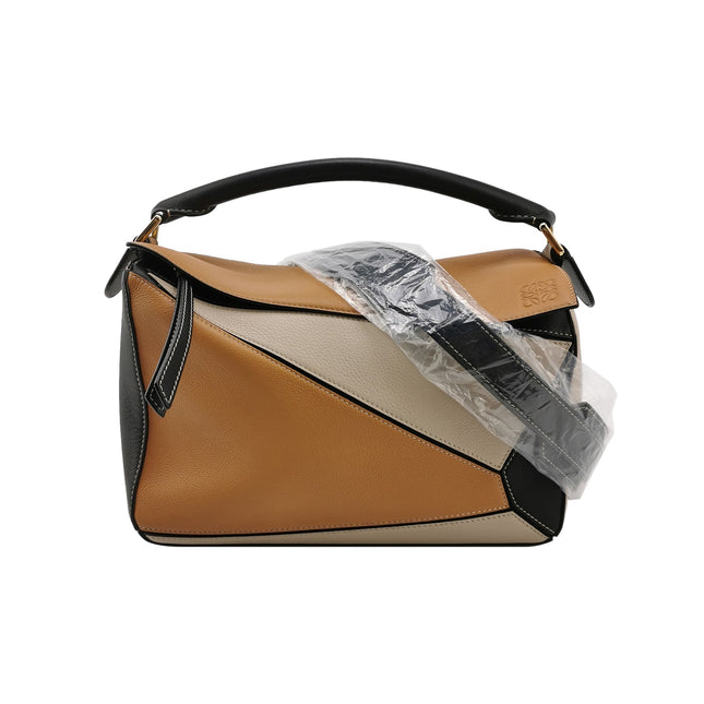 Loewe Puzzle Medium Tricolor Black Yellow Calfskin leather bag-Luxbags