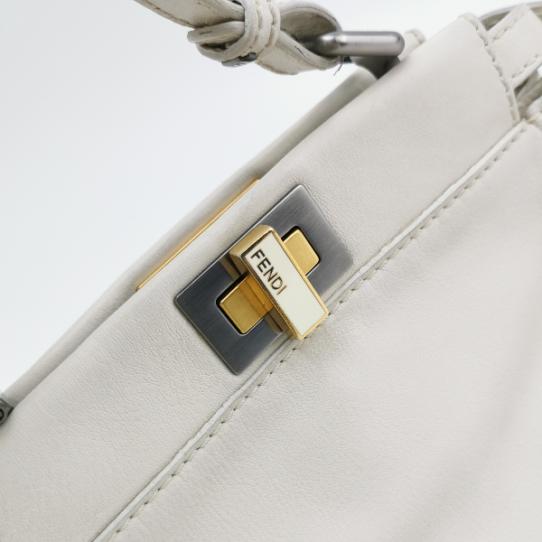 Fendi Peekaboo Mini White Leather Corssbody Bag