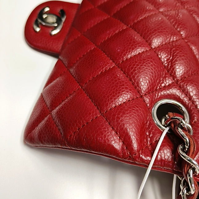 Chanel Classic Flap Rectangular Mini Red Caviar Leather Silver Hardware
