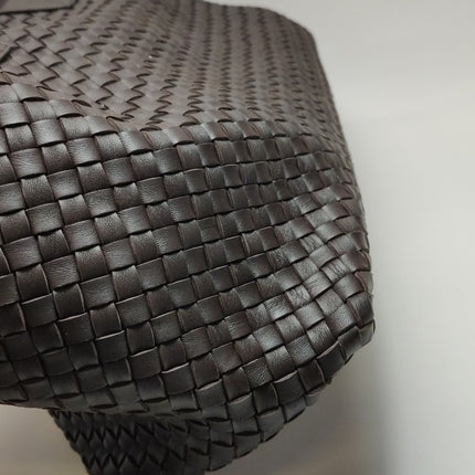 Sold Bottega Veneta Cabat Large Intreccio Leather Tote Bag Dark Chocolate Brown with Pouch