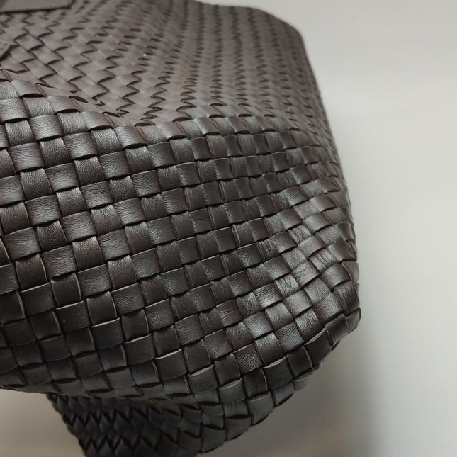 Sold Bottega Veneta Cabat Large Intreccio Leather Tote Bag Dark Chocolate Brown with Pouch
