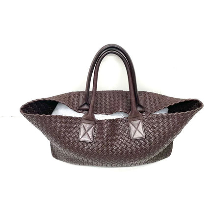 Bottega Veneta Cabat Tote Intreccio Leather Chocolate Brown 42cm