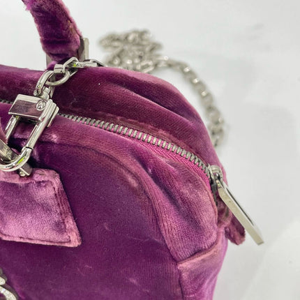 Loewe Amazona 19 Mini Handbag in Purple Velvet with Crystal Logo