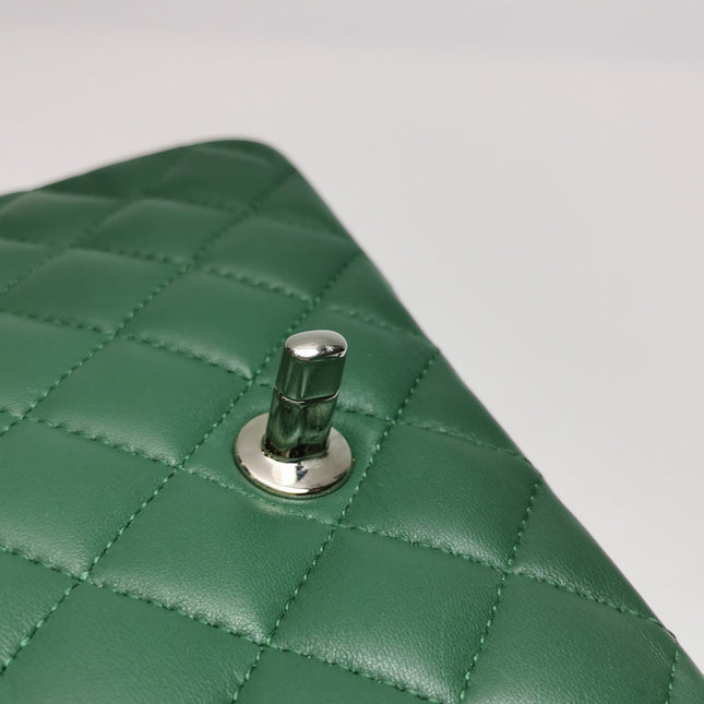 Chanel Classic Flap Mini 2019 Green Lambskin Leather Silver Hardware