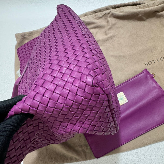 Bottega Veneta Cabat Large Intreccio Leather Tote Bag Purple with Pouch 42cm