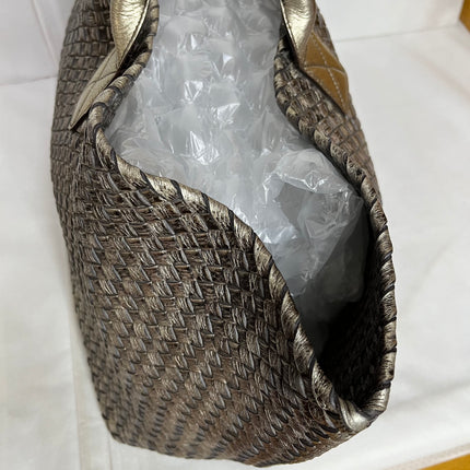Bottega Veneta Cabat Large Intreccio Deerskin Leather Tote Bag Gold