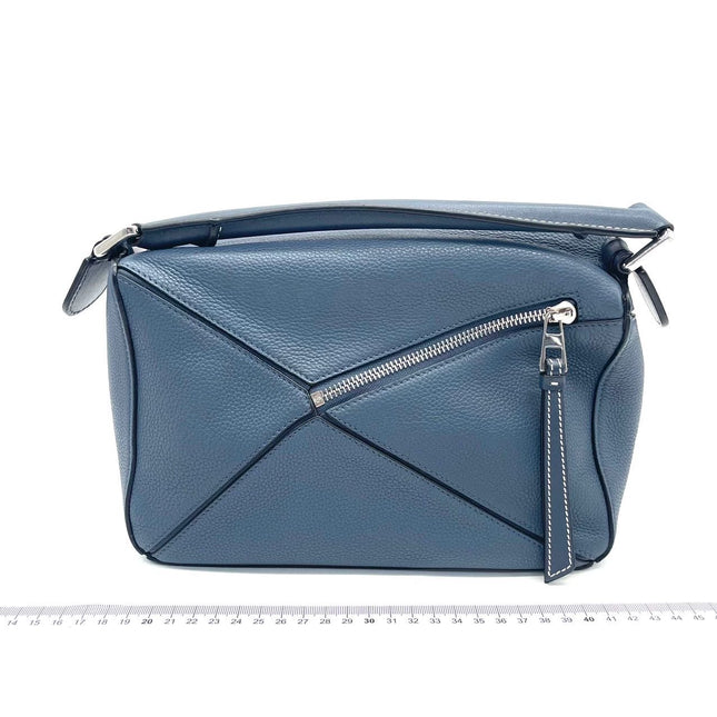 Loewe Puzzle Small Navy Grained Calfskin Leather Bag