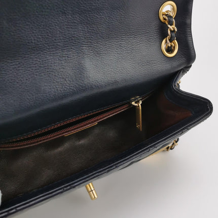 Chanel Rock The Corner Mini Flap Bag Navy Calfskin Leather Gold Hardware Corners 2017-18