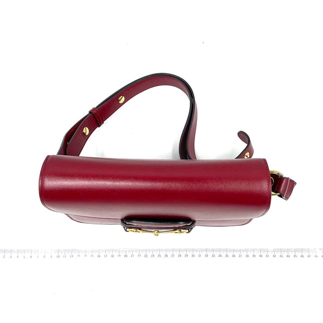 Sold Gucci 1955 Horsebit Leather Shoulder Bag Red Small