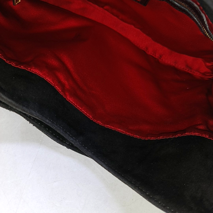 Fendi Mamma Baguette Forever Black Suede Leather Red Buckle