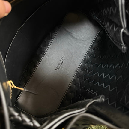 Bottega Veneta Andiamo Medium Black Intrecciato Leather Handbag