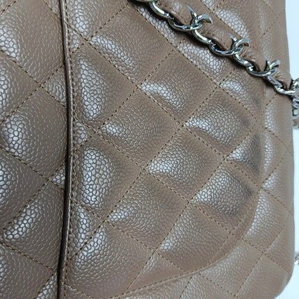 Chanel Classic Flap Jumbo 2009 Coffee Brown Caviar Leather Single Flap Silver Hardware