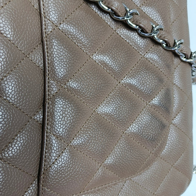 Chanel Classic Flap Jumbo 2009 Coffee Brown Caviar Leather Single Flap Silver Hardware