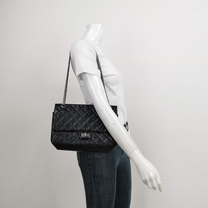 Sold Chanel 2.55 Flap Bag Large Shiny Calfskin Leather Black