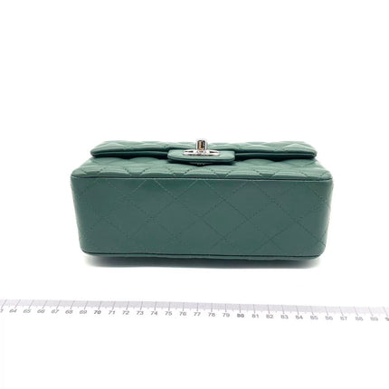 Chanel Classic Flap Mini Rectangular 2019 Green Lambskin Leather Silver Hardware