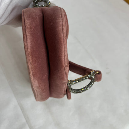 Dior Saddle Mini Pink Velvet Handbag with Crystals