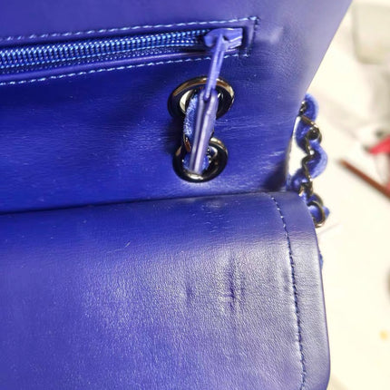 Chanel Classic Flap Medium Royal Blue Velvet Silver Hardware