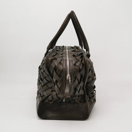 Loewe Amazona 44 in Brown Intrecciato Woven Calfskin Leather Travel Bag