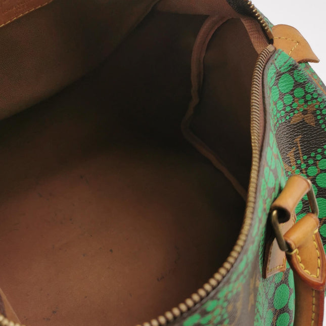 Louis Vuitton Kusama Town Speedy 30 Green Top Handle Bag