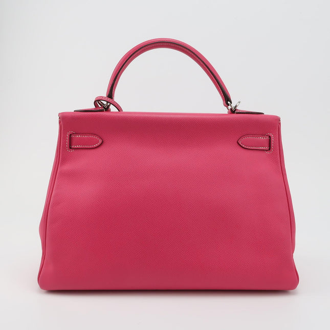 Hermes Kelly 32 Retourne E5 Rose Tyrien Pink Epsom Leather Palladium Hardware 2011