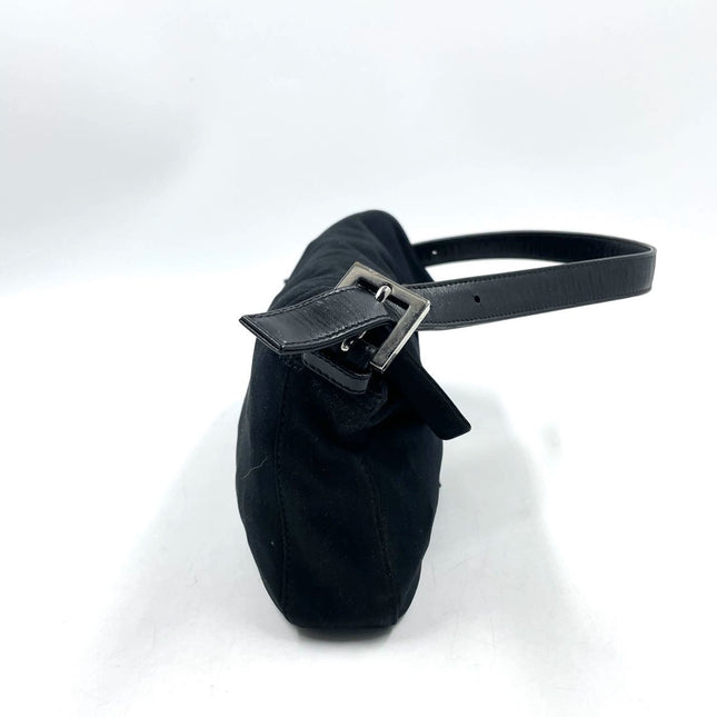 FENDI Baguette Vintage Black Cloth Silver Hardware