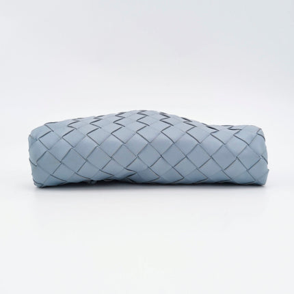 Bottega Veneta Pouch Mini Intrecciato Blue Lambskin Leather Crossbody Bag