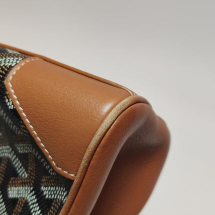 Goyard Saigon Mini Brown Canvas and Leather Wooden Top Handle Crossbody Bag