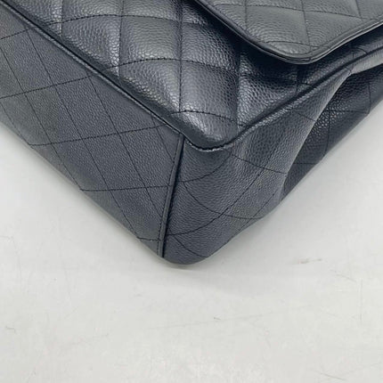 Chanel Classic Flap Maxi 2012 Black Caviar Leather Double Flap with Gold Hardware