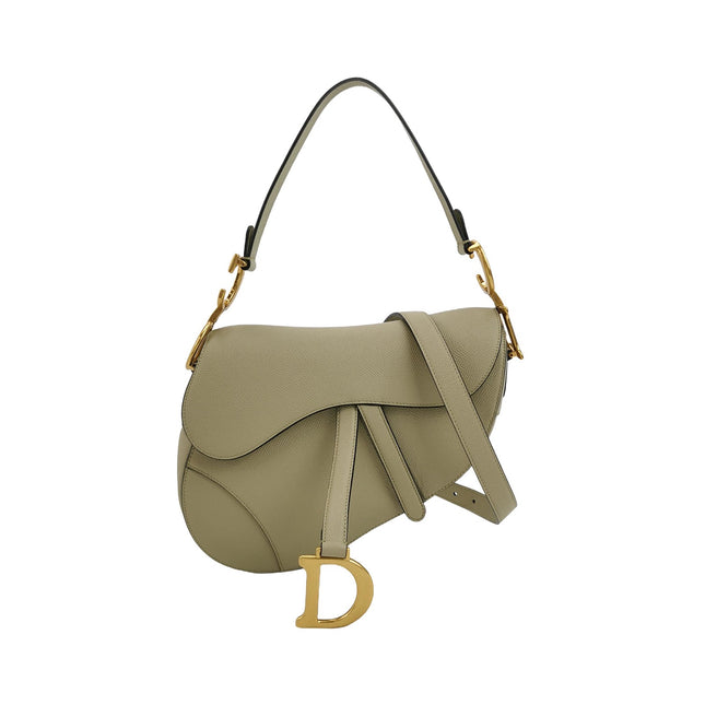 Dior Saddle Medium 2022 Mint Green Grained Leather Handbag with Leather Strap-Luxbags