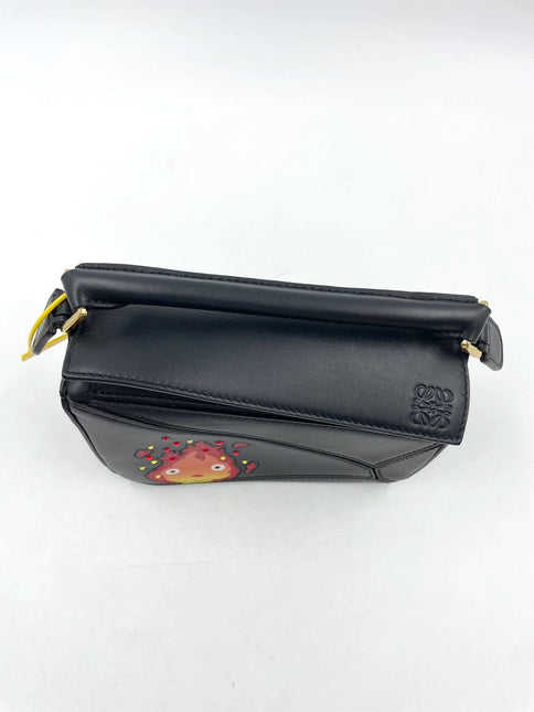 Sold Loewe x Howl's Moving Castle Studio Ghibli Collection Puzzle Calcifer Mini Black Crossbody Bag