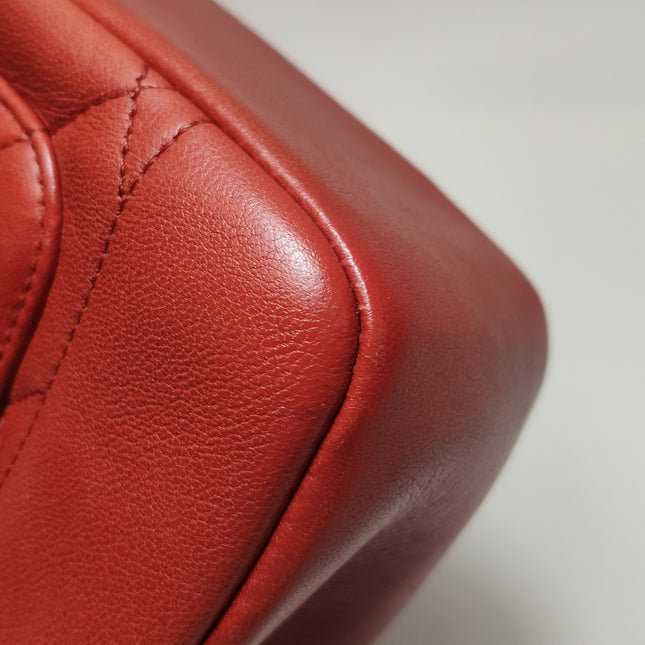 Chanel Diana CC Flap Bag Large Red Lambskin Leather 2014-2015