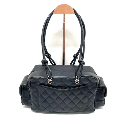 Chanel Cambon Multi-pocket Ligne Reporter Bag Medium Black Calfskin Leather