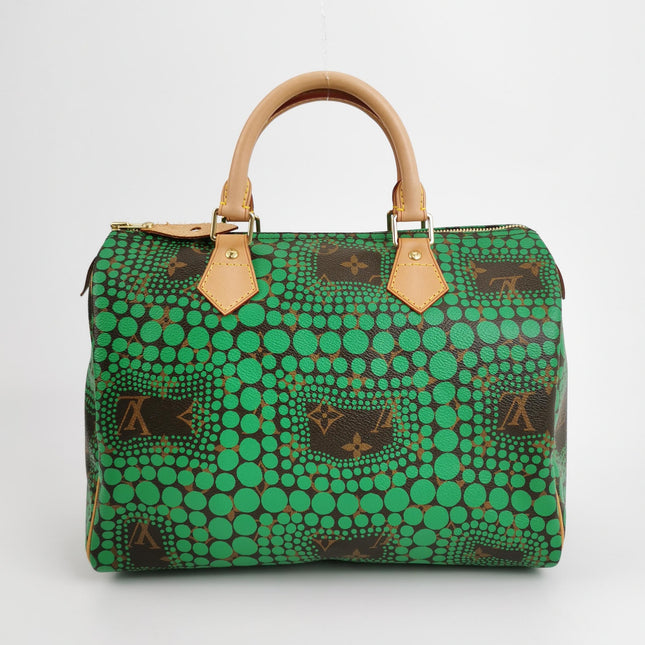 Louis Vuitton Kusama Town Speedy 30 Green Top Handle Bag