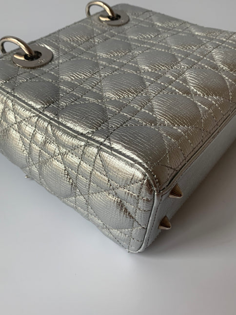 Sold Lady Dior ABCdior Small Silver Cannage Lambskin Handbag