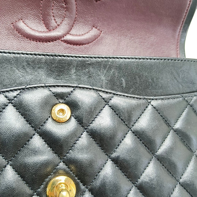 Chanel Classic Flap Medium Black Lambskin Leather Gold Hardware 2009-2010