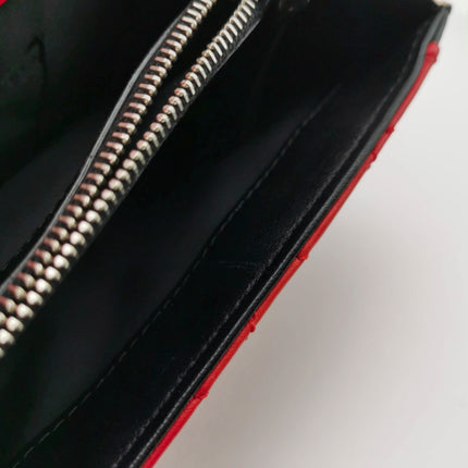 Chanel Baguette Flap Shoulder Bag Lambskin Red and Black Silver Double Chain