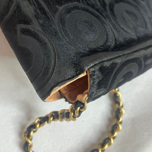 Chanel East West Rare Black Pony-hair Calfskin Leather CC Logo