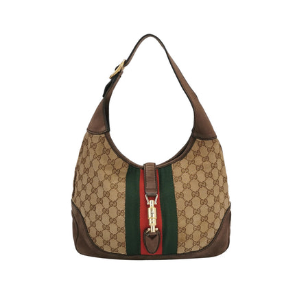 Gucci Jackie 1961 Soft Medium Brown Suede Leather and Monogram Web-Luxbags