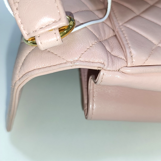 Chanel Vintage Top Handle Trendy CC Kelly Flap Bag Pink Cannage Lambskin Leather 24k Gold Plated Hardware