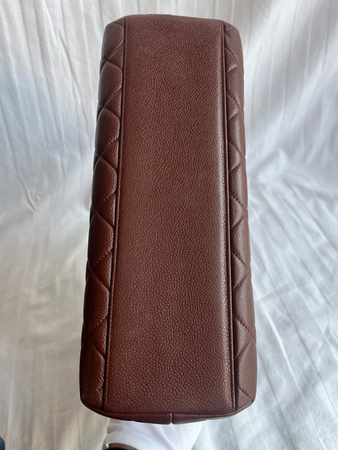 Chanel Vintage Top Handle Kelly Dark Caramel Flap Bag Caviar Leather 24k Gold Plated Hardware, 1996-1997