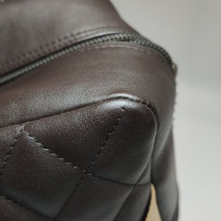 Chanel Cambon Medium Shoulder Bag Chocolate Brown Calfskin Leather Double Strap