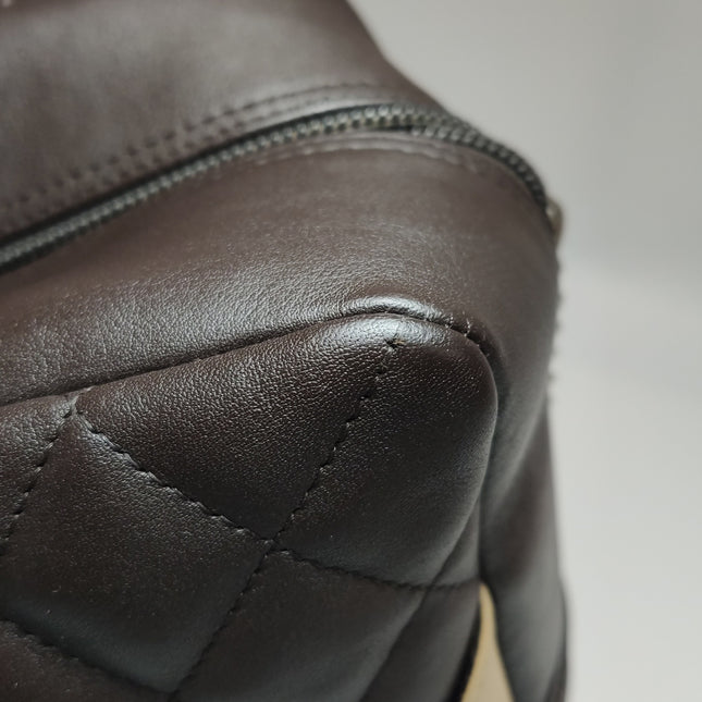 Chanel Cambon Medium Shoulder Bag Chocolate Brown Calfskin Leather Double Strap