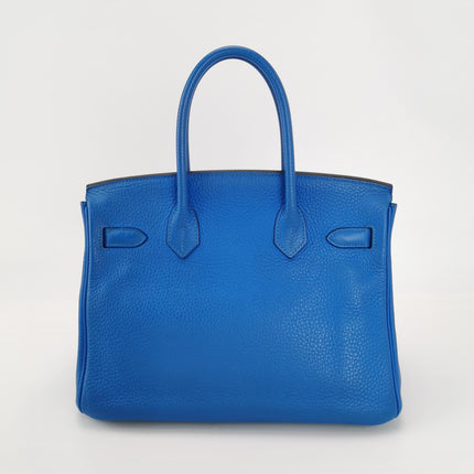 Hermes Birkin 30 Bleu Hydra T7 Togo Calfskin Leather Silver-tone Palladium Hardware 2012