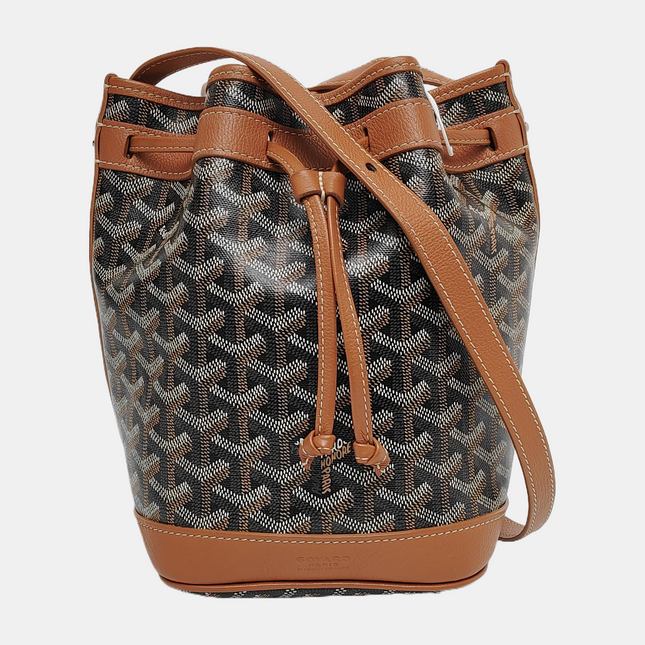 Goyard Petit Flot Drawstring Bucket Bag Brown Goyardine Crossbody Bag Never worn