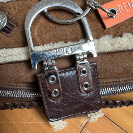 Dior Flight Medium Shoulder Bag Tan Brown Shearling